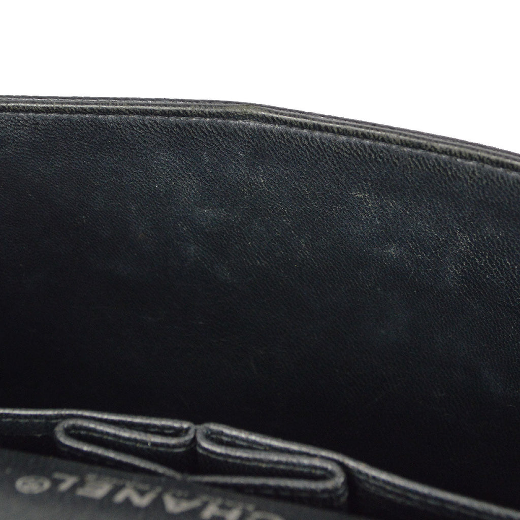 CHANEL 2000-2001 Classic Double Flap Medium SHW Black Caviar