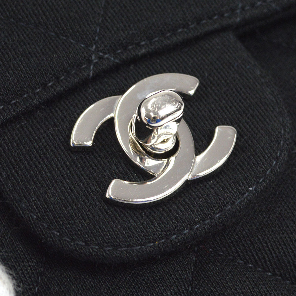 CHANEL 1996-1997 Double Side Classic Flap Medium SHW Black Jersey