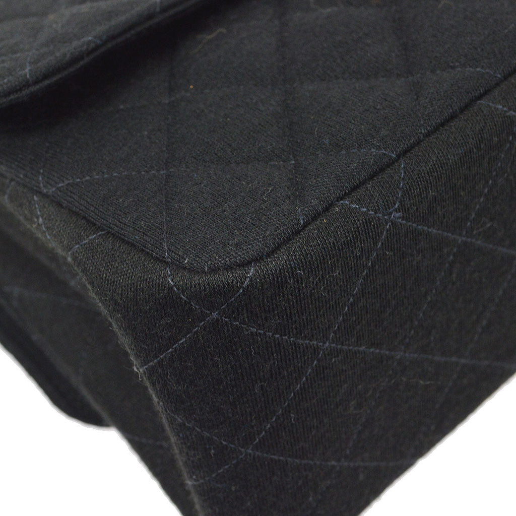 CHANEL 1996-1997 Double Side Classic Flap Medium SHW Black Jersey