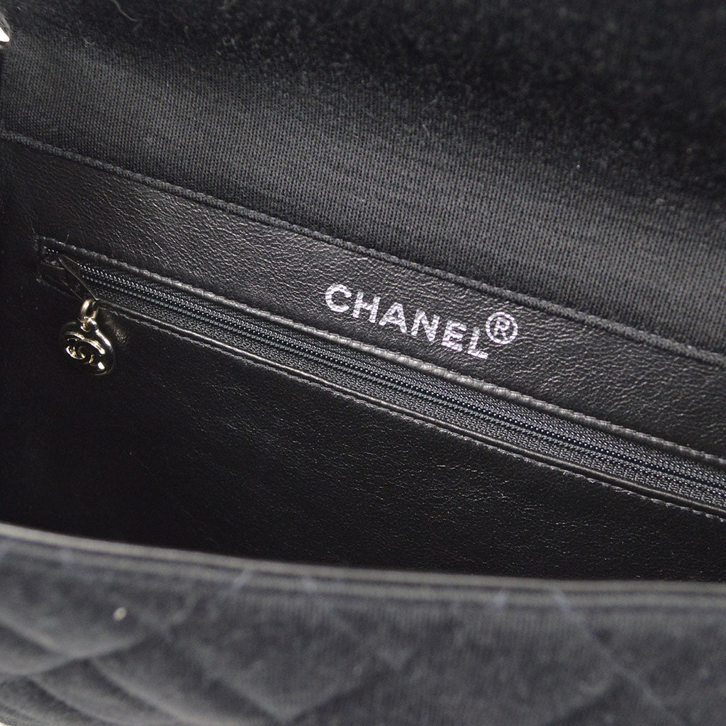 CHANEL 1996-1997 Double Side Classic Flap Medium SHW Black Jersey