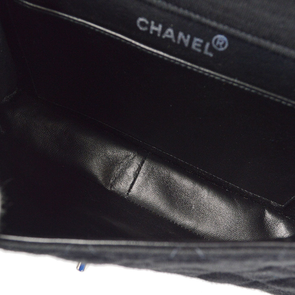 CHANEL 1996-1997 Double Side Classic Flap Medium SHW Black Jersey