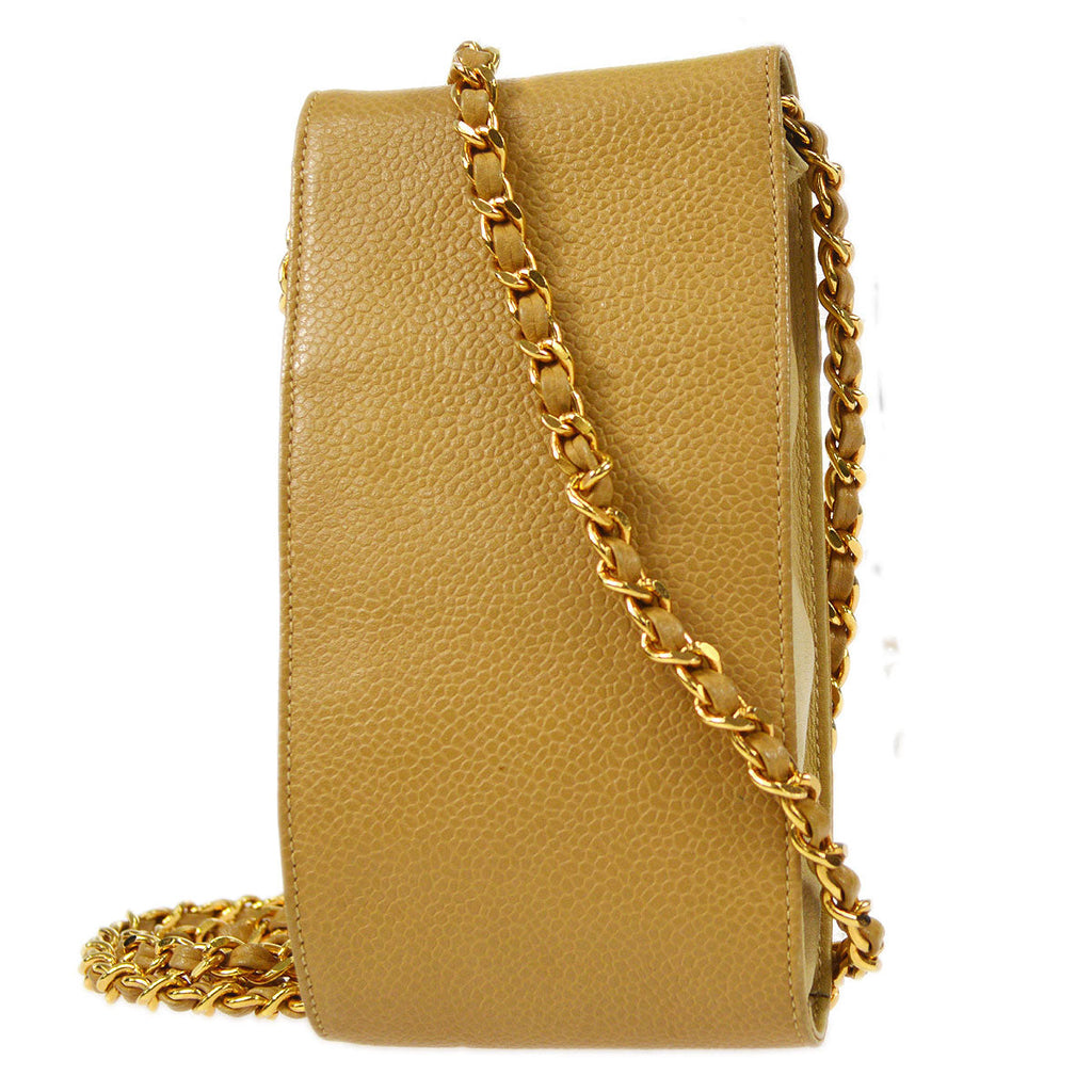 CHANEL 1994-1996 Timeless Phone Case Beige Caviar