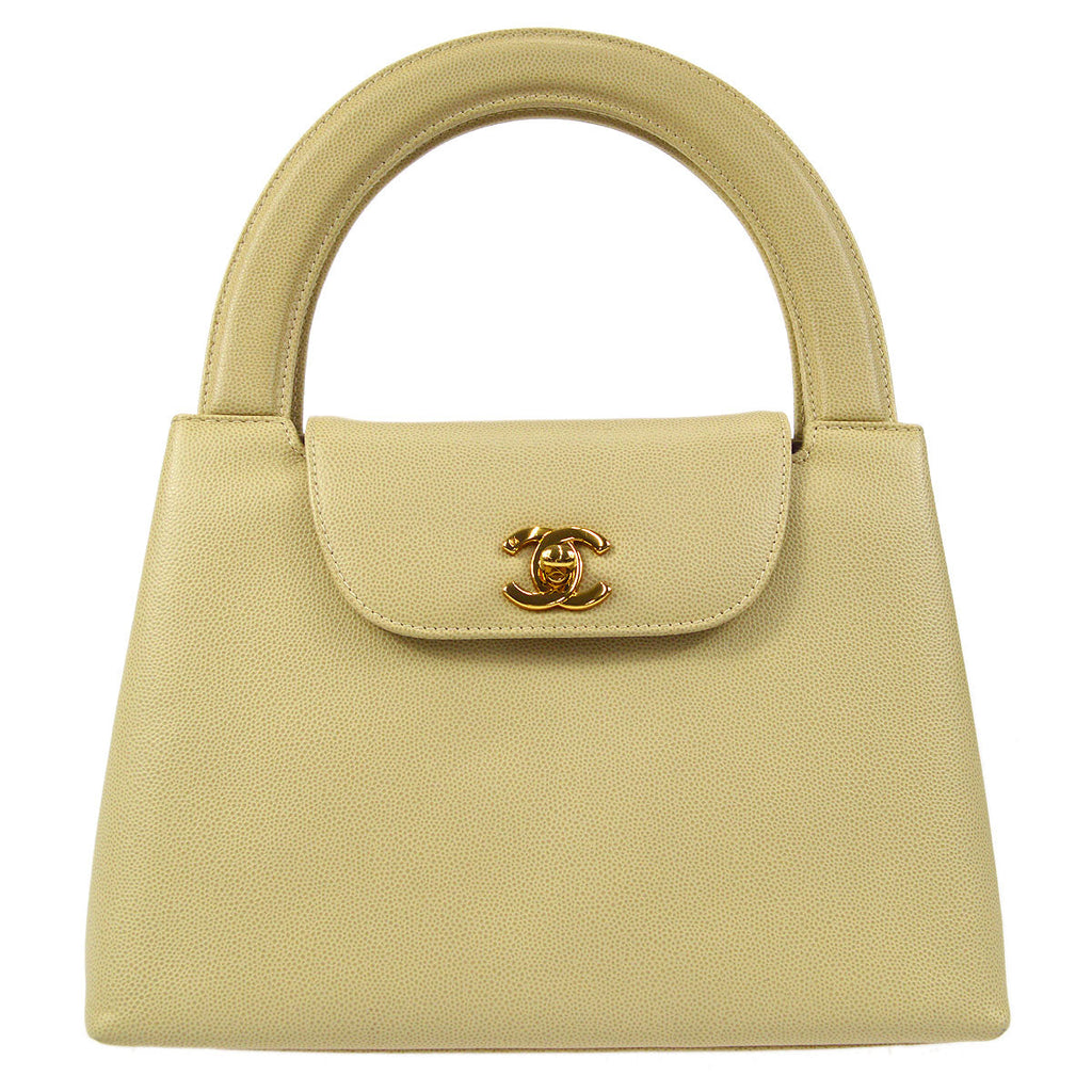 CHANEL 1998 Handbag Ivory Caviar