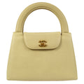 CHANEL 1998 Handbag Ivory Caviar