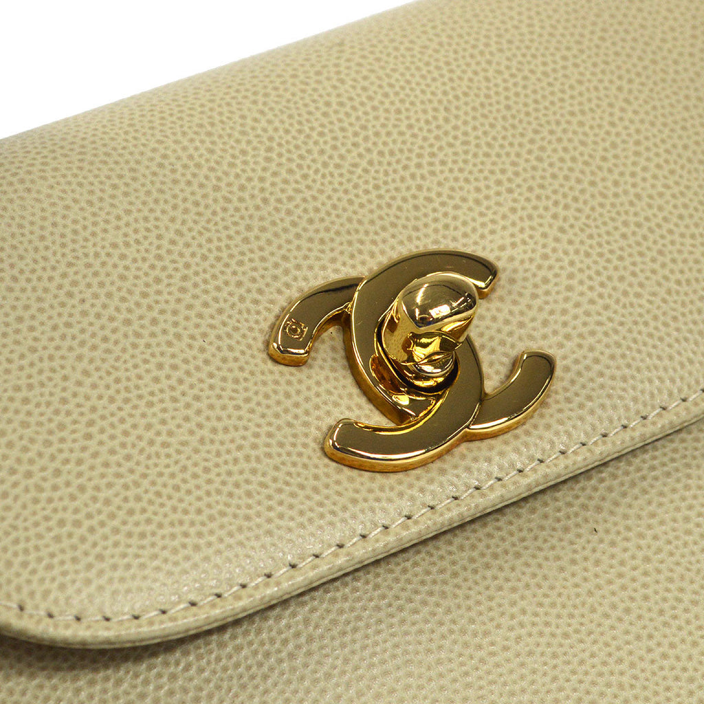 CHANEL 1998 Handbag Ivory Caviar