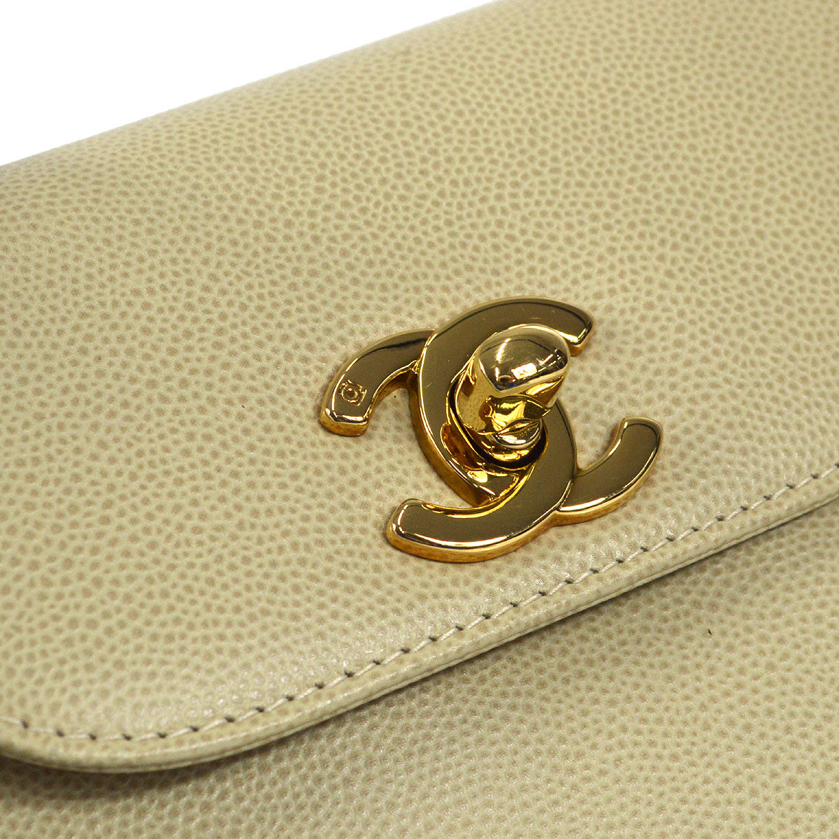 CHANEL 1998 Handbag Ivory Caviar