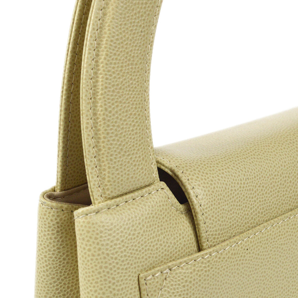 CHANEL 1998 Handbag Ivory Caviar