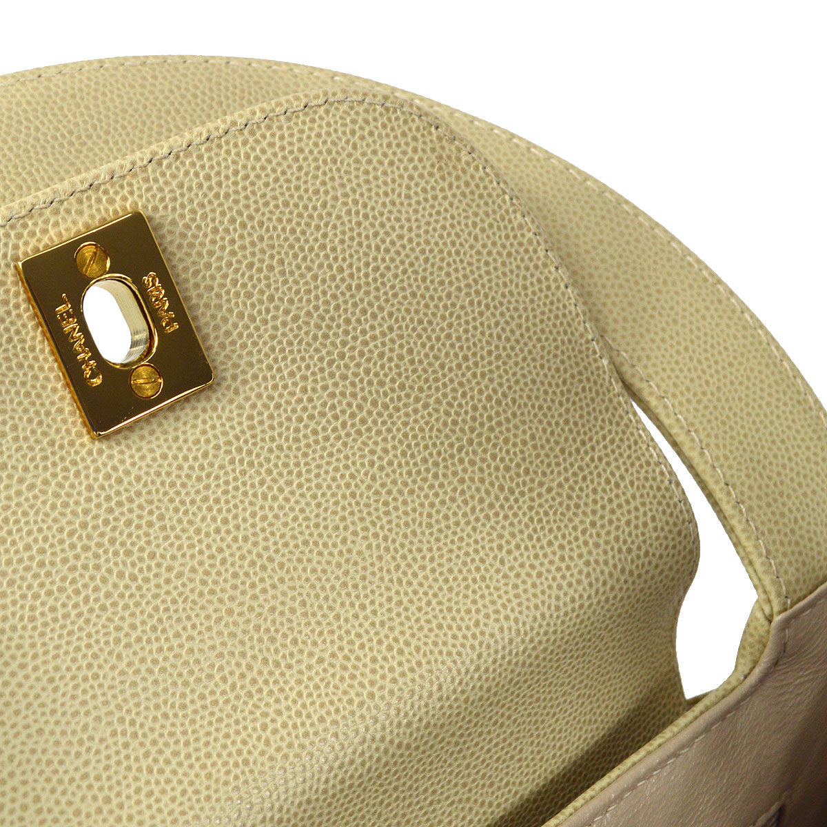 CHANEL 1998 Handbag Ivory Caviar