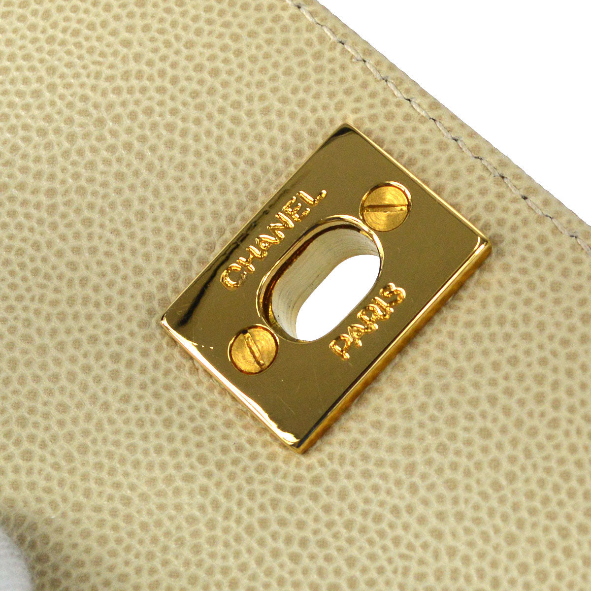 CHANEL 1998 Handbag Ivory Caviar