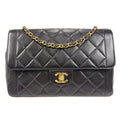 CHANEL Classic Flap Double Chain Shoulder Bag Black Lambskin
