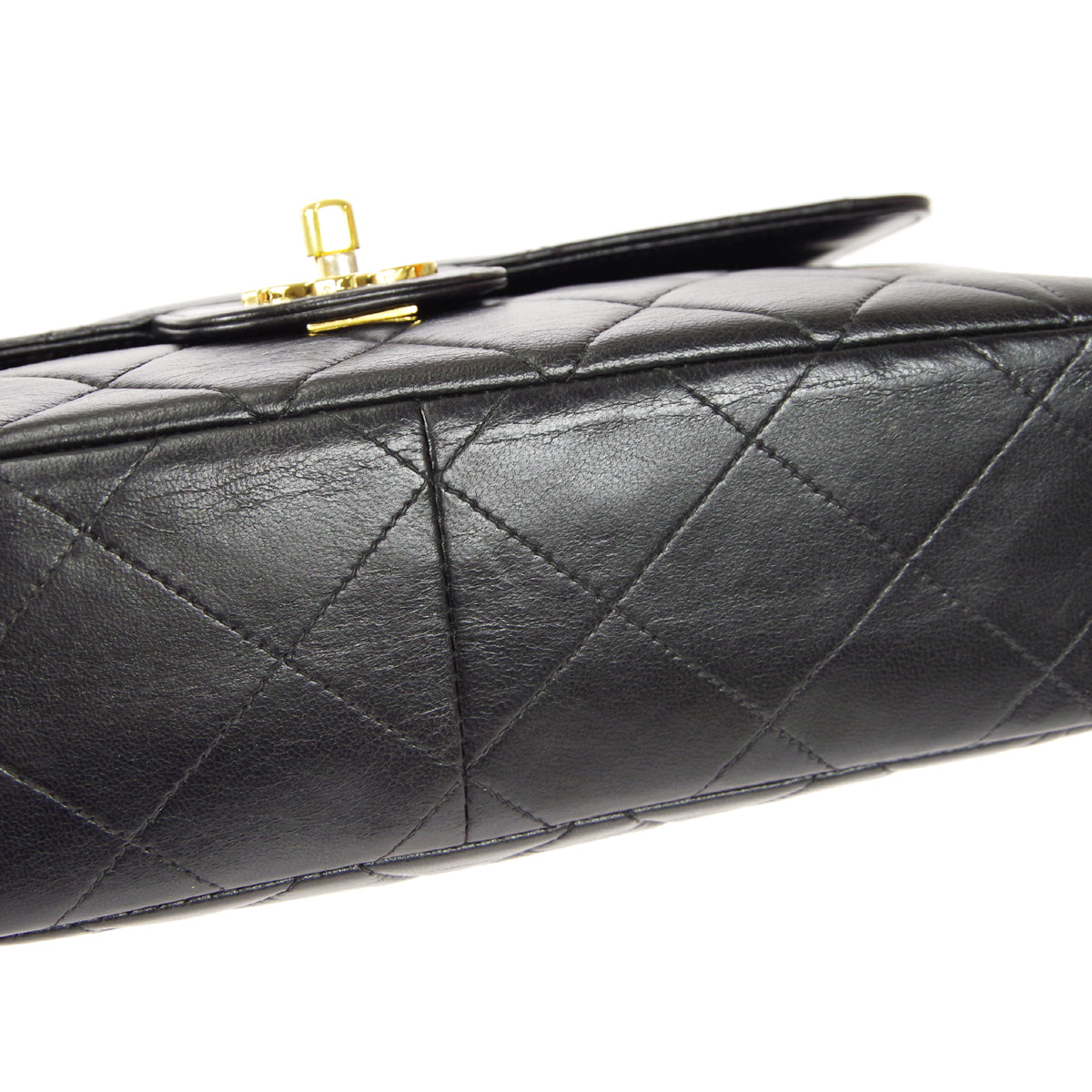 CHANEL Classic Flap Double Chain Shoulder Bag Black Lambskin