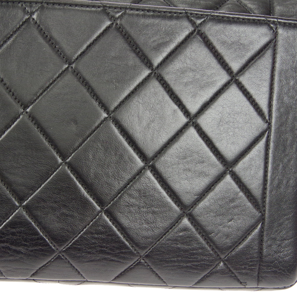 CHANEL Classic Flap Double Chain Shoulder Bag Black Lambskin