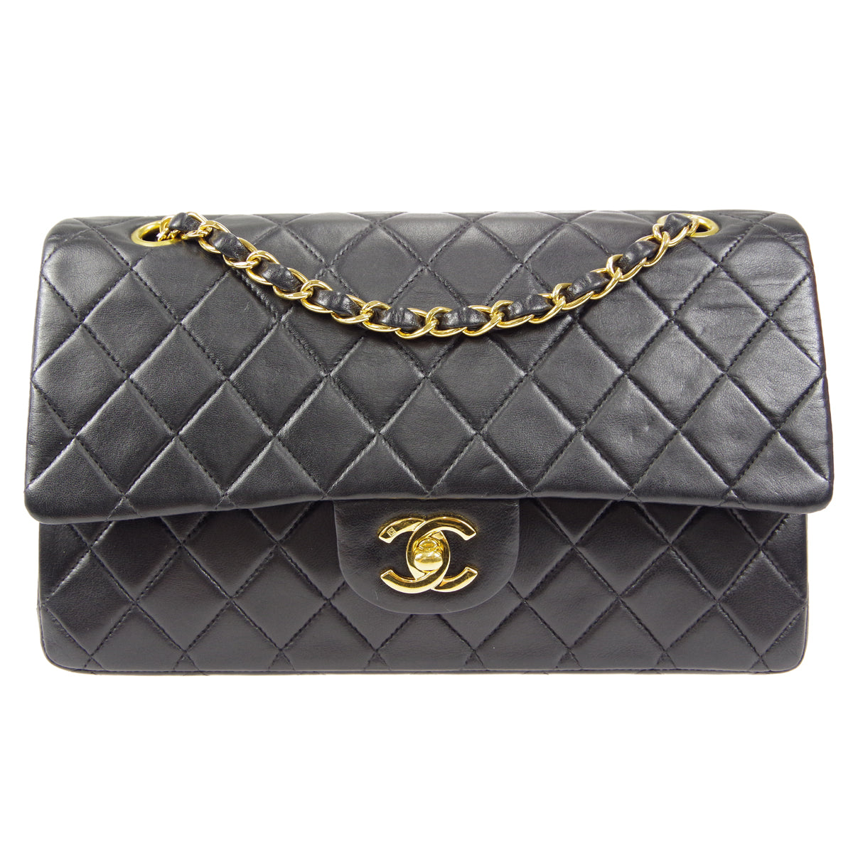 CHANEL 2000-2001 Classic Double Flap Medium Black Lambskin
