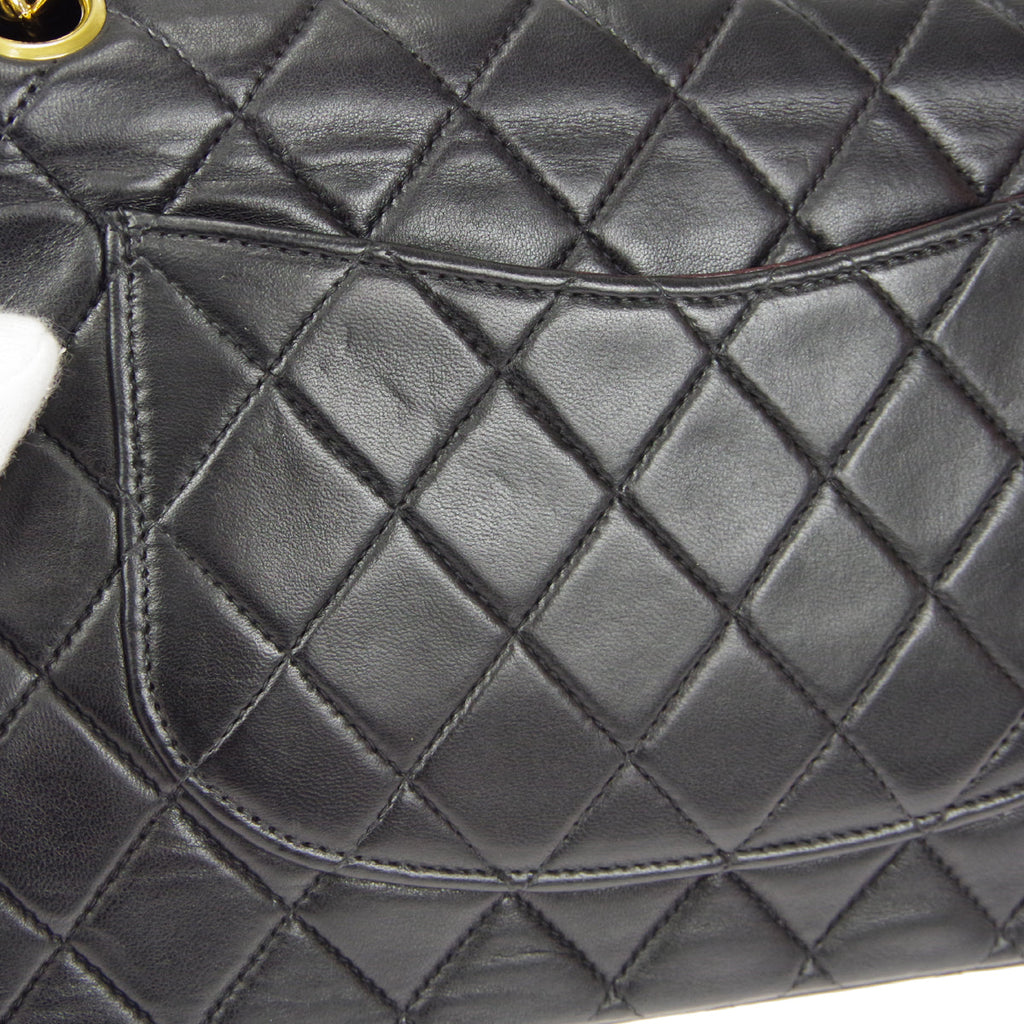 CHANEL 2000-2001 Classic Double Flap Medium Black Lambskin