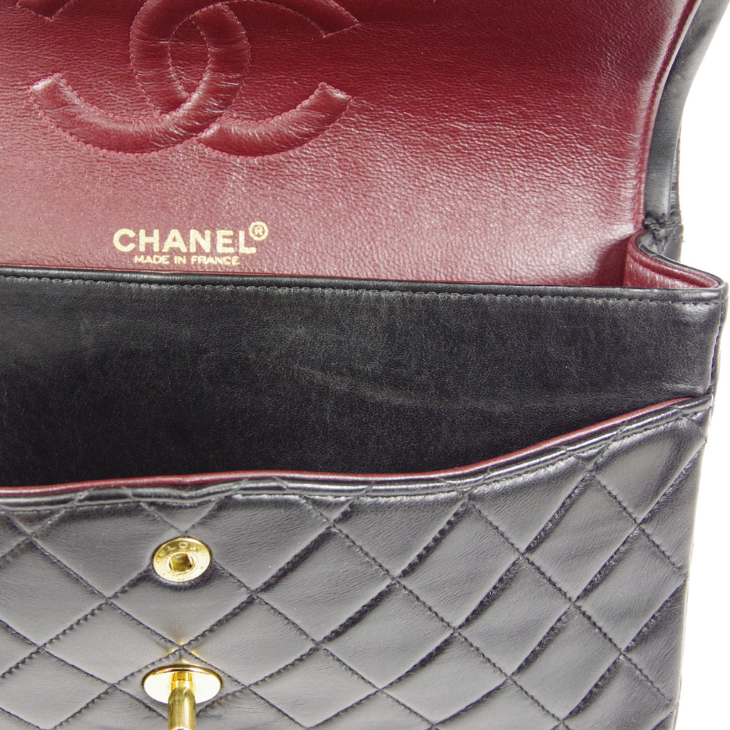 CHANEL 2000-2001 Classic Double Flap Medium Black Lambskin