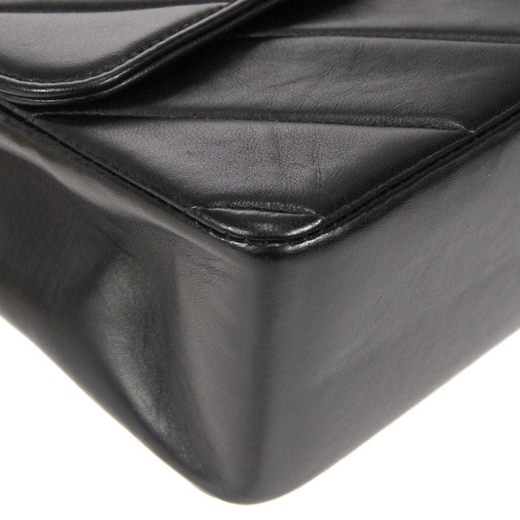 CHANEL 1994-1996 Chevron Handbag Black Lambskin