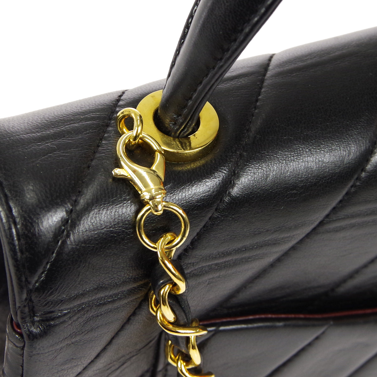 CHANEL 1994-1996 Chevron Handbag Black Lambskin