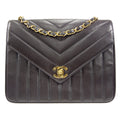 CHANEL V Stitch Mademoiselle Double Chain Shoulder Bag Lambskin