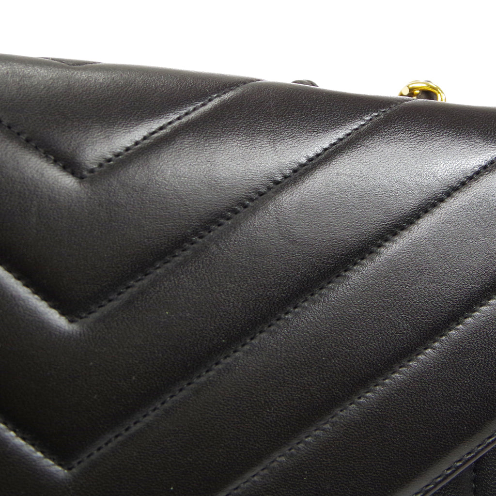 CHANEL V Stitch Mademoiselle Double Chain Shoulder Bag Lambskin