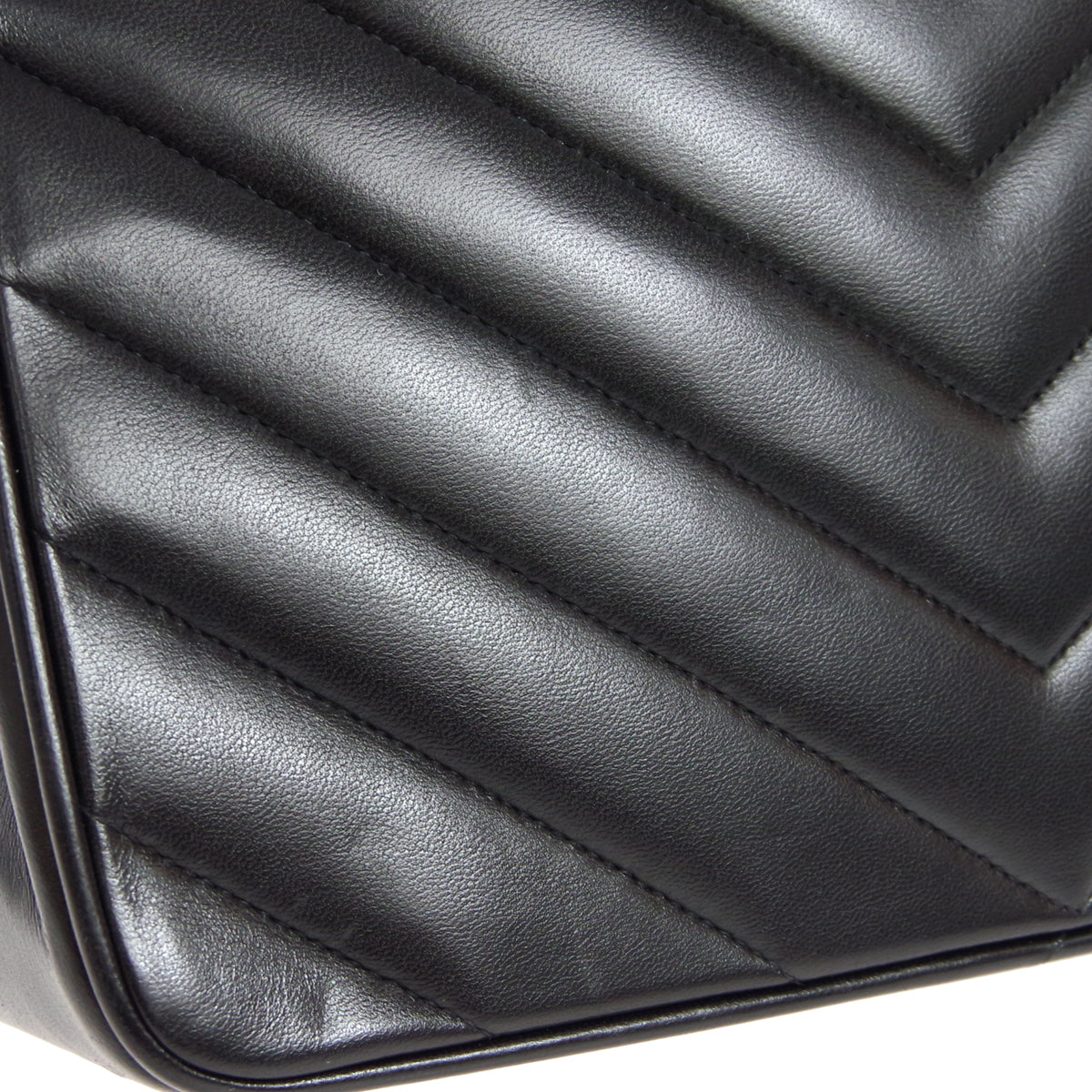CHANEL V Stitch Mademoiselle Double Chain Shoulder Bag Lambskin