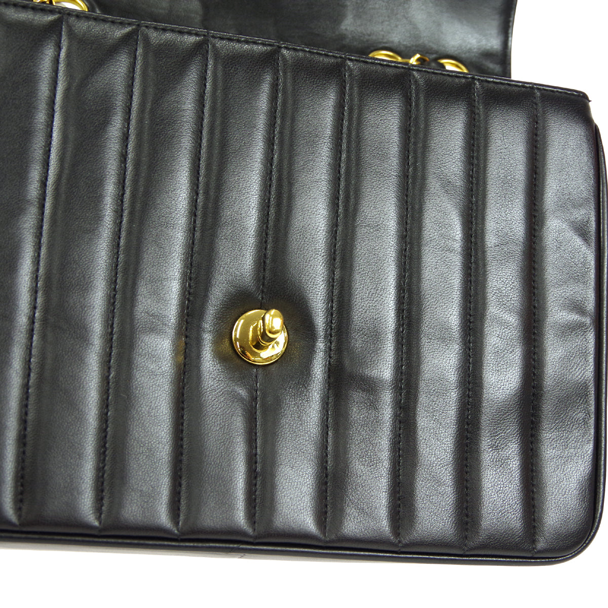 CHANEL V Stitch Mademoiselle Double Chain Shoulder Bag Lambskin
