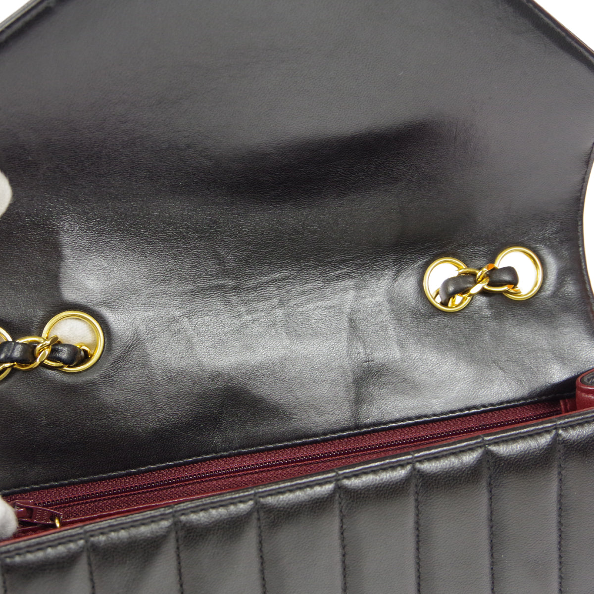 CHANEL V Stitch Mademoiselle Double Chain Shoulder Bag Lambskin