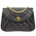 CHANEL 1994-1996 Round Flap Small Black Lambskin