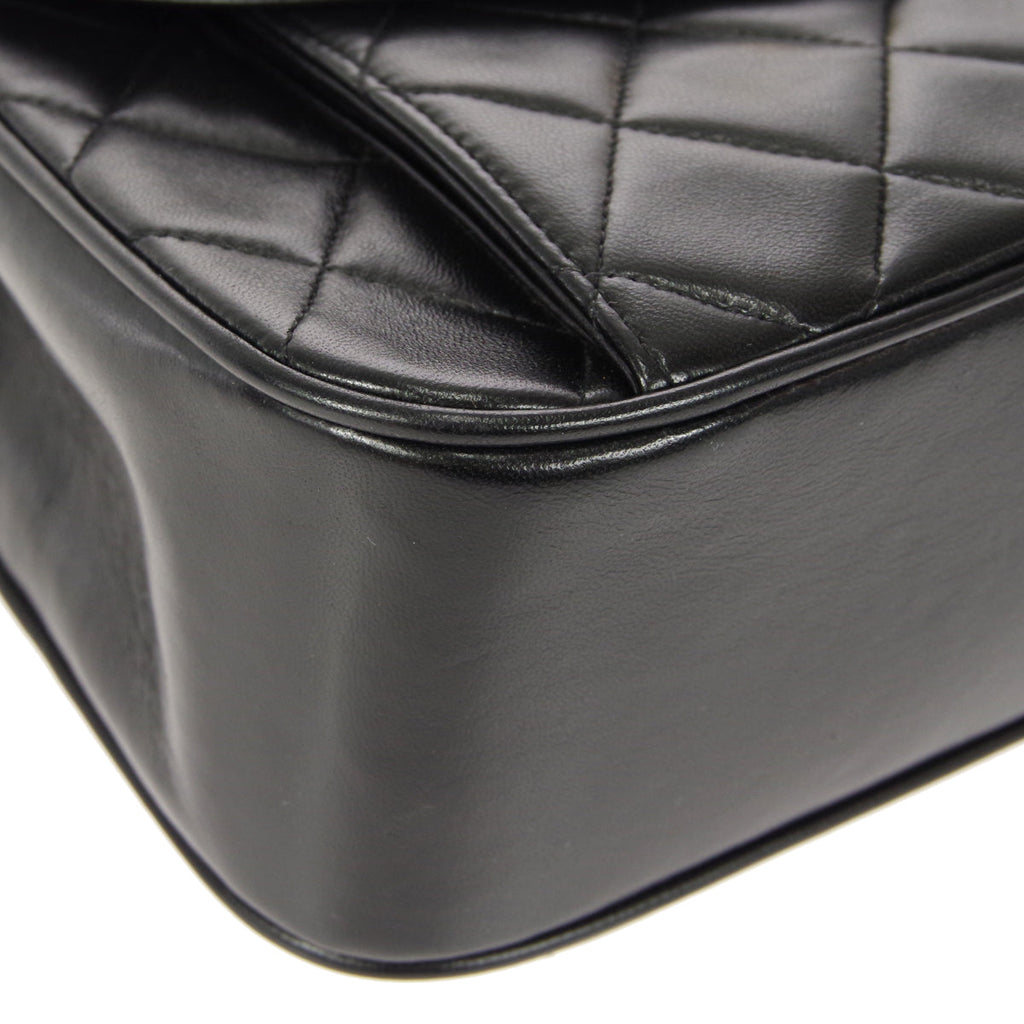 CHANEL 1994-1996 Round Flap Small Black Lambskin