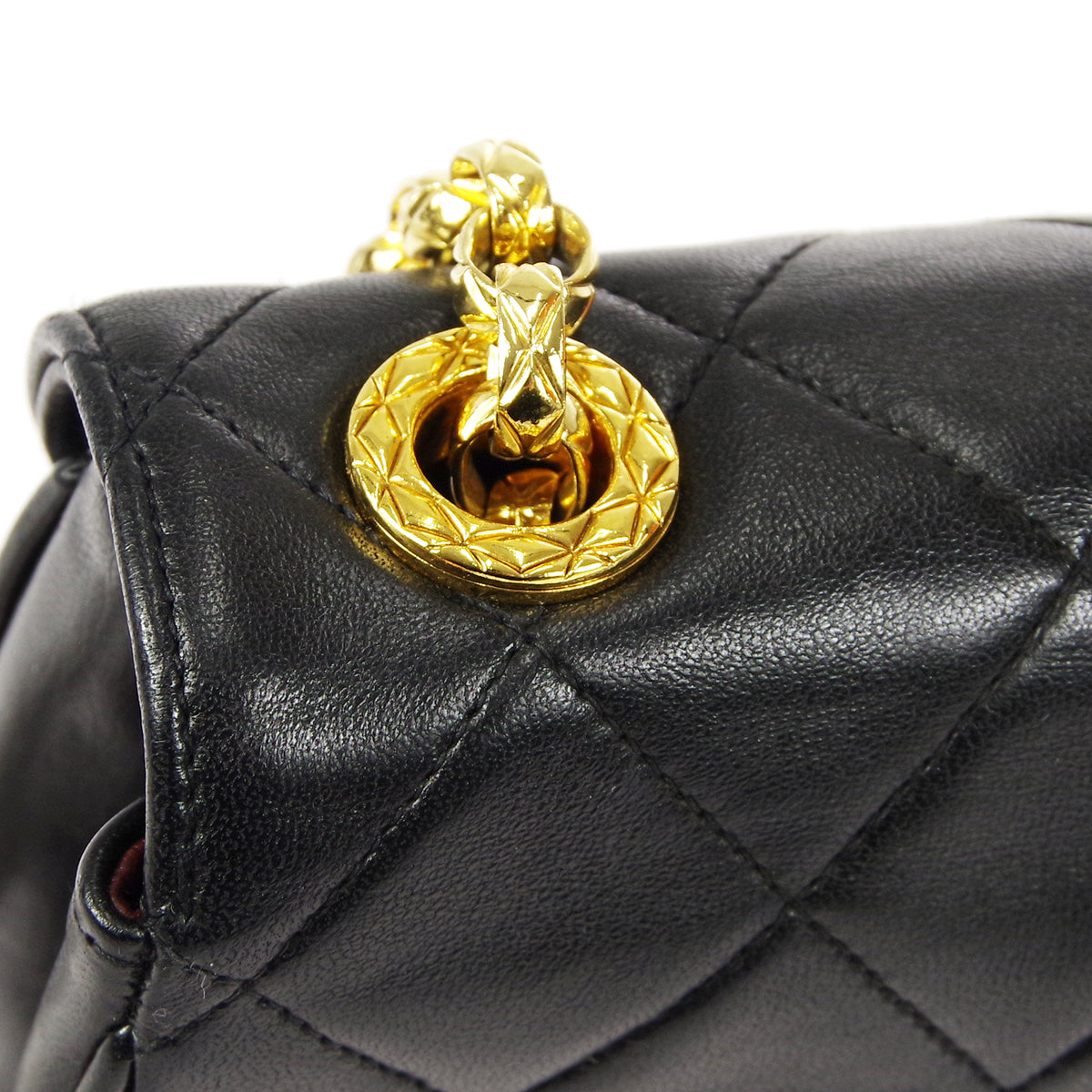 CHANEL 1994-1996 Round Flap Small Black Lambskin