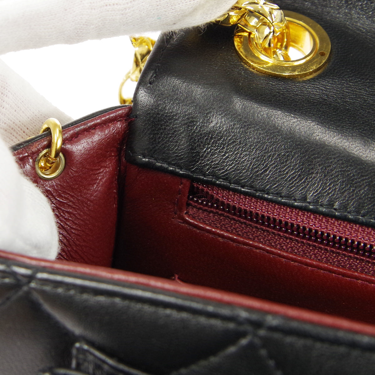 CHANEL 1994-1996 Round Flap Small Black Lambskin