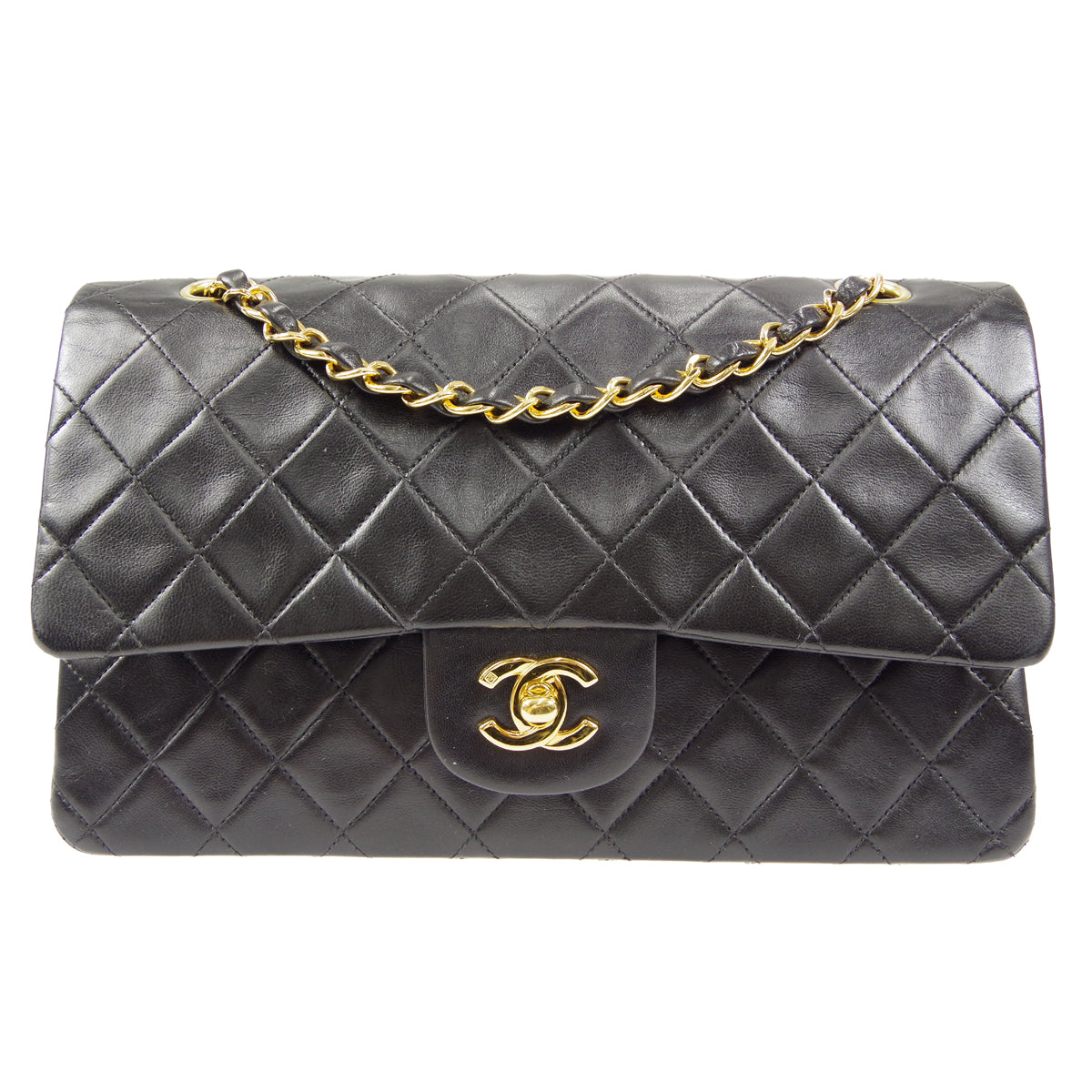 CHANEL 1997-1999 Classic Double Flap Medium Black Lambskin