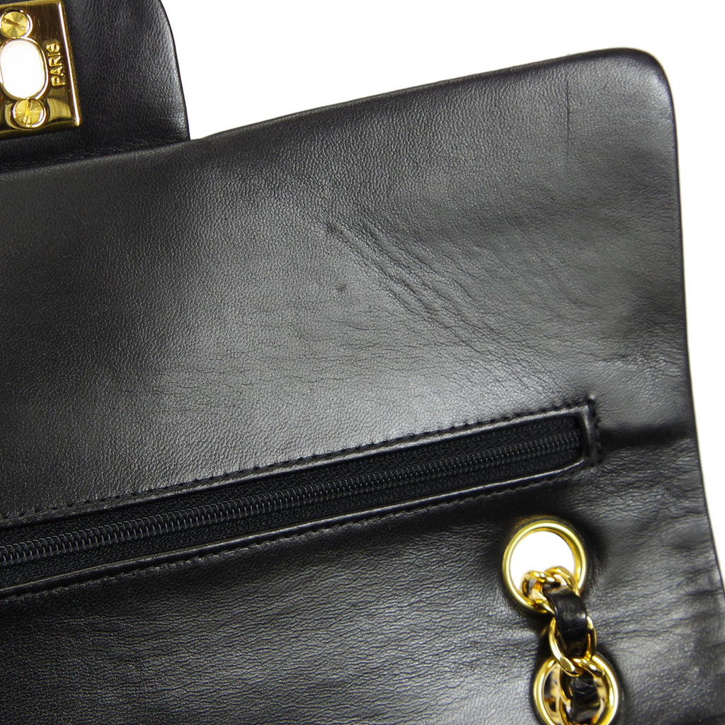 CHANEL 1997-1999 Classic Double Flap Medium Black Lambskin