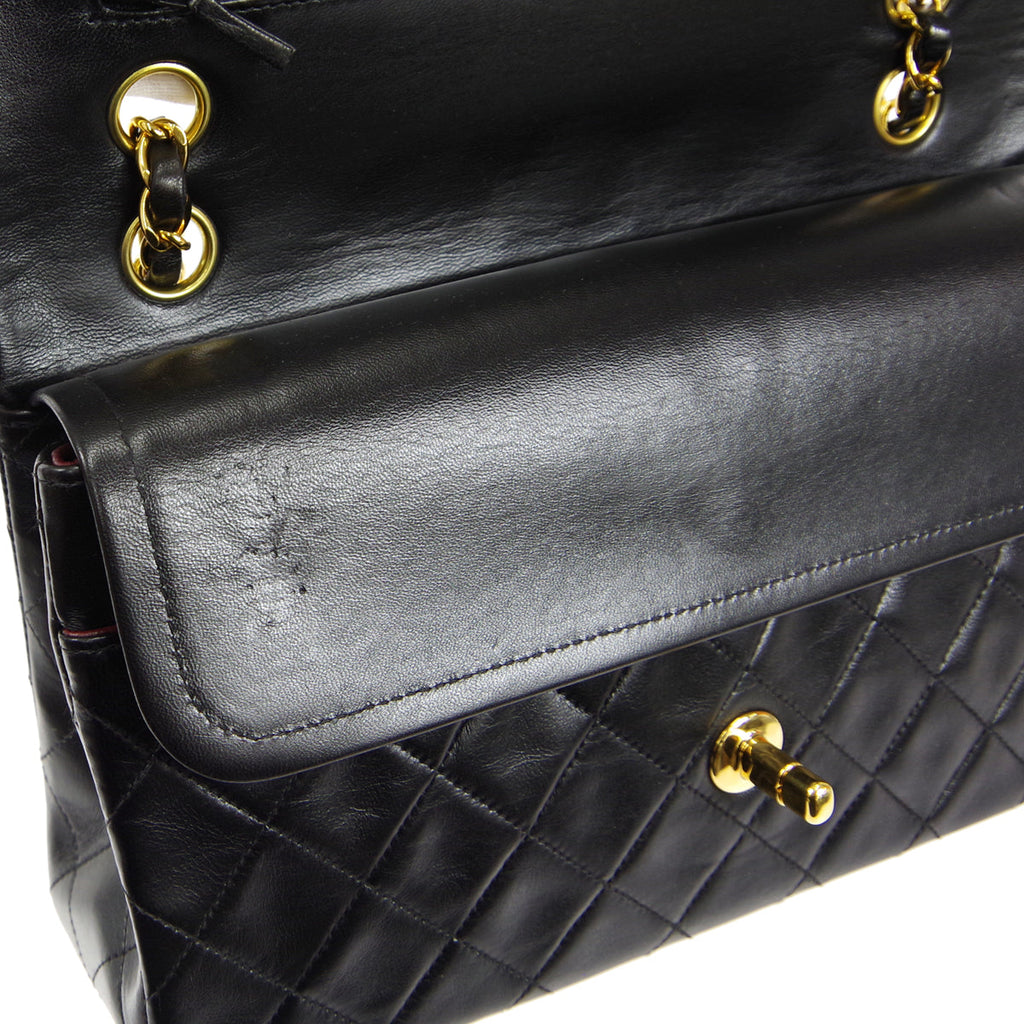 CHANEL 1997-1999 Classic Double Flap Medium Black Lambskin