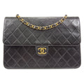 CHANEL 1996-1997 CC Pushlock Half Flap Medium Black Lambskin
