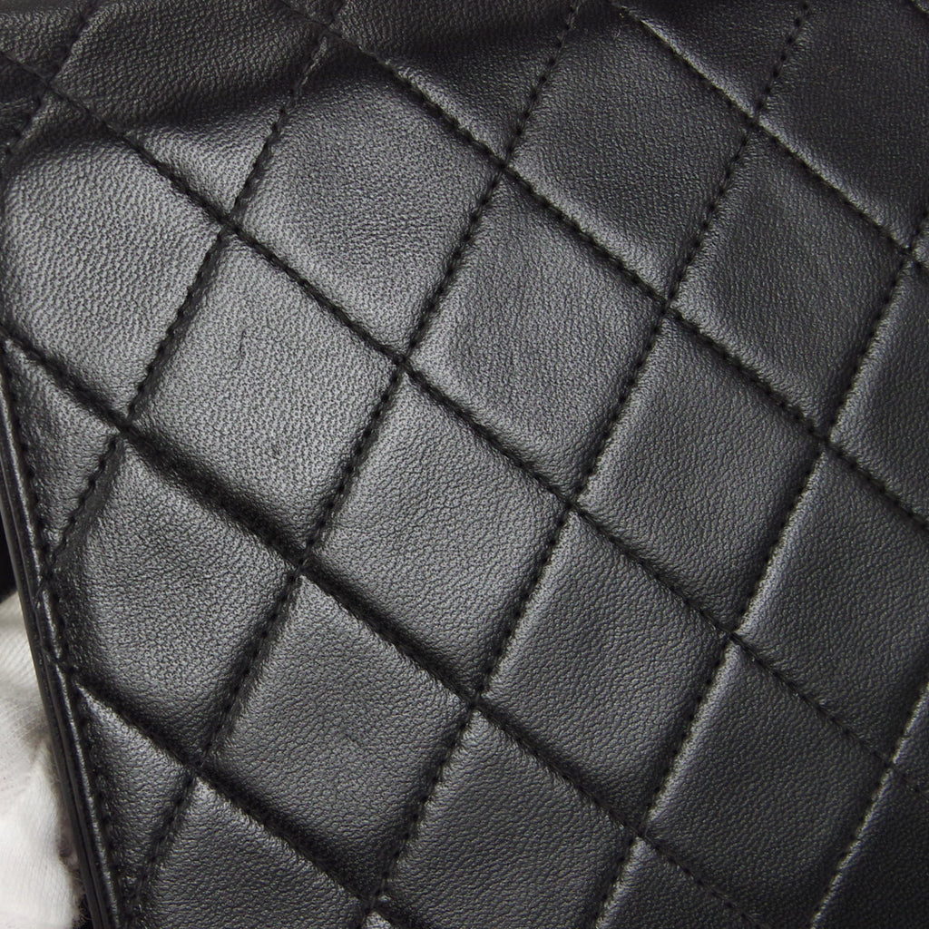 CHANEL 1996-1997 CC Pushlock Half Flap Medium Black Lambskin