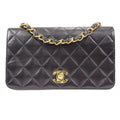 CHANEL Full Flap Chain Shoulder Bag Black Lambskin
