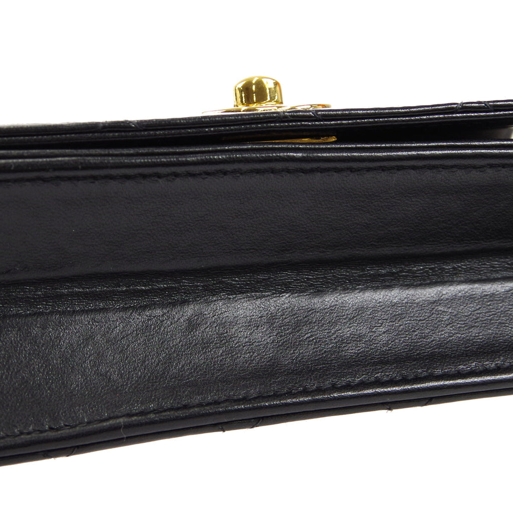 CHANEL Full Flap Chain Shoulder Bag Black Lambskin