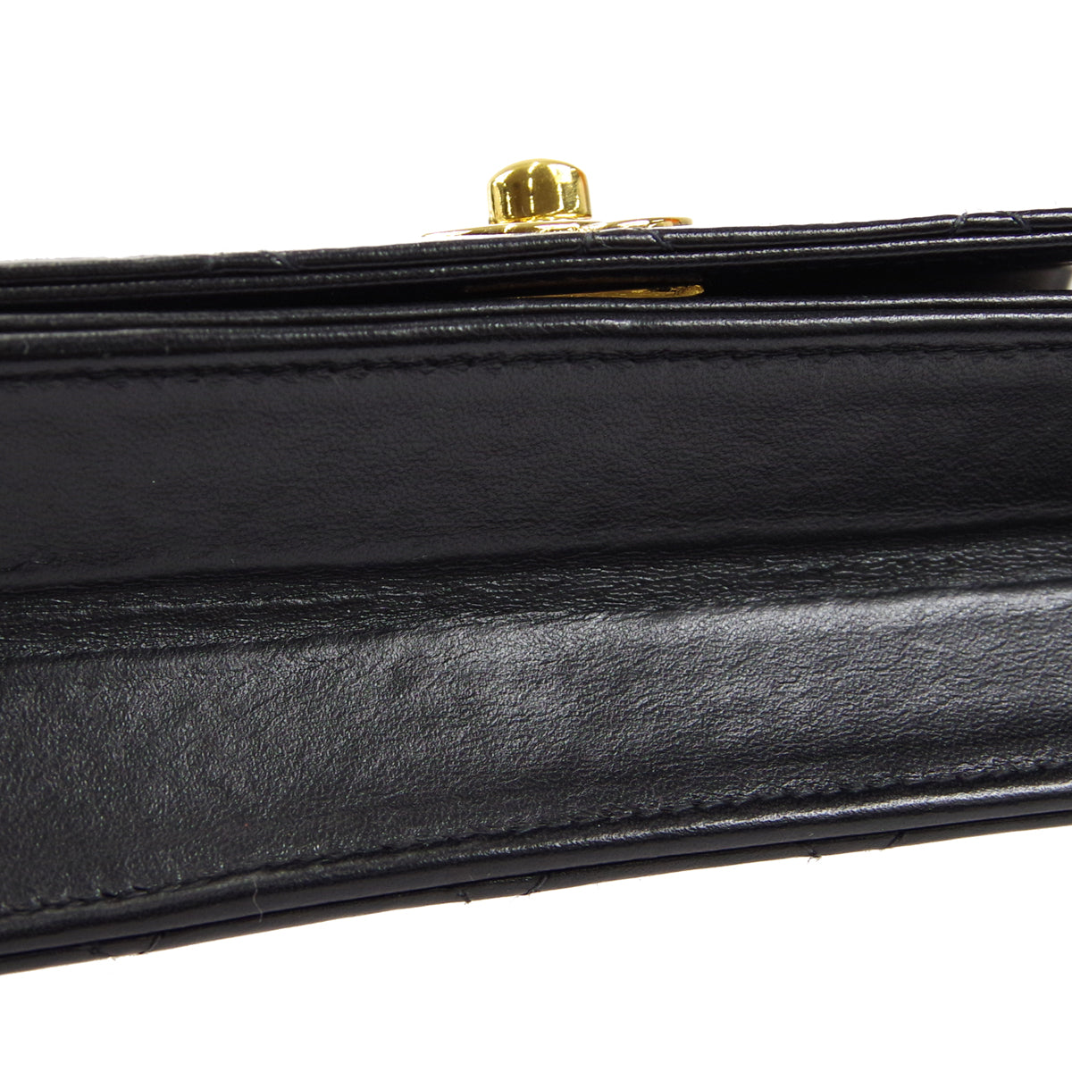 CHANEL Full Flap Chain Shoulder Bag Black Lambskin