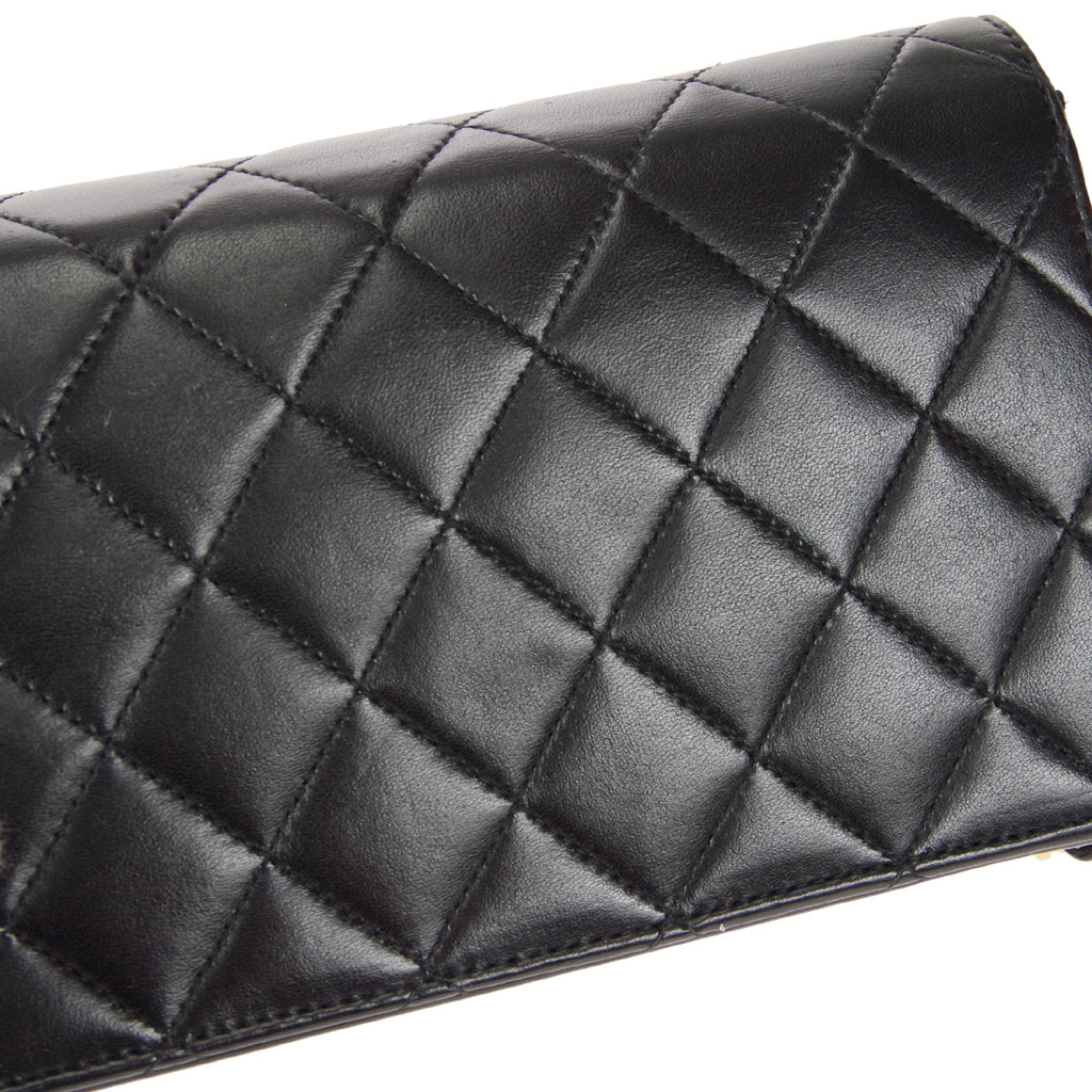 CHANEL Full Flap Chain Shoulder Bag Black Lambskin