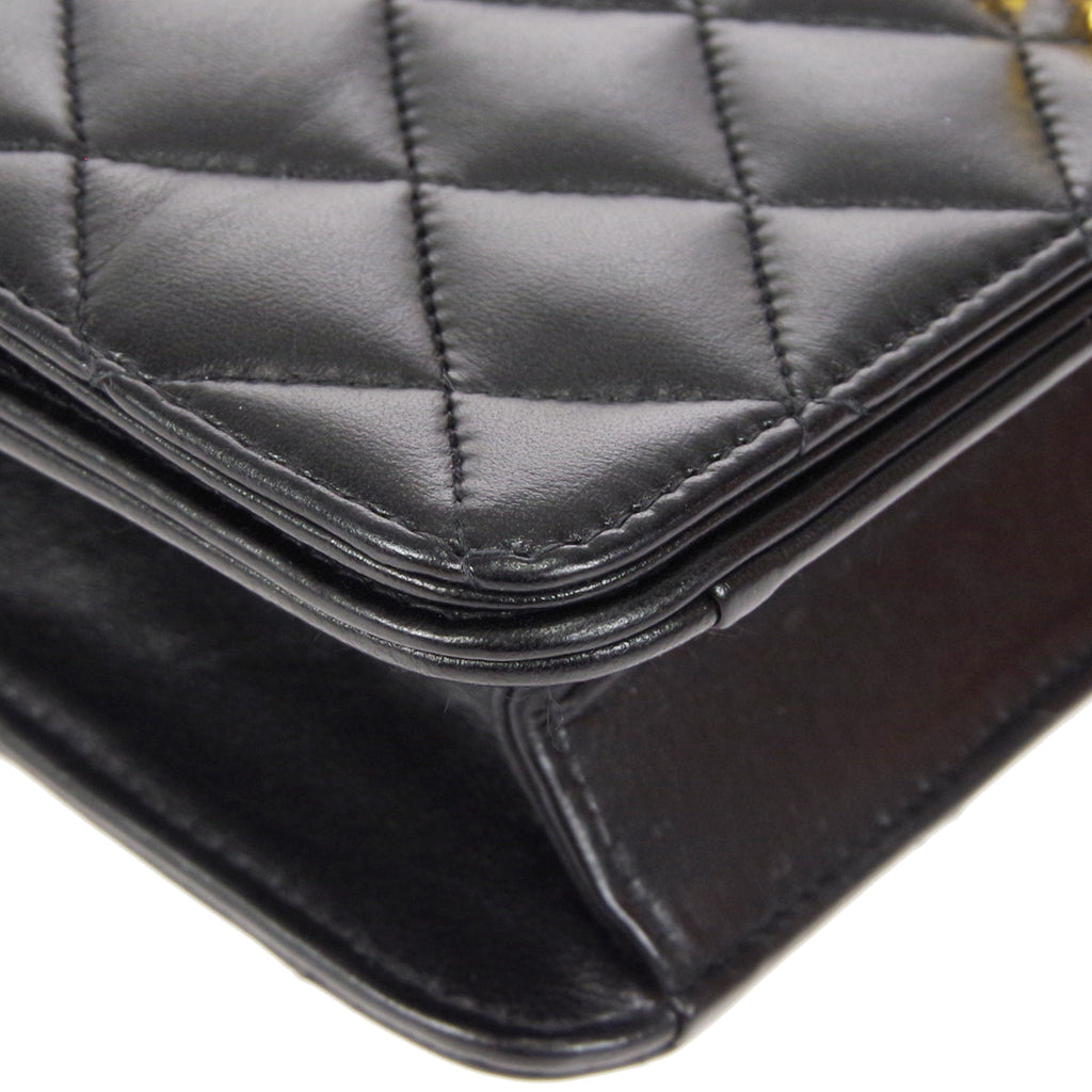 CHANEL Full Flap Chain Shoulder Bag Black Lambskin