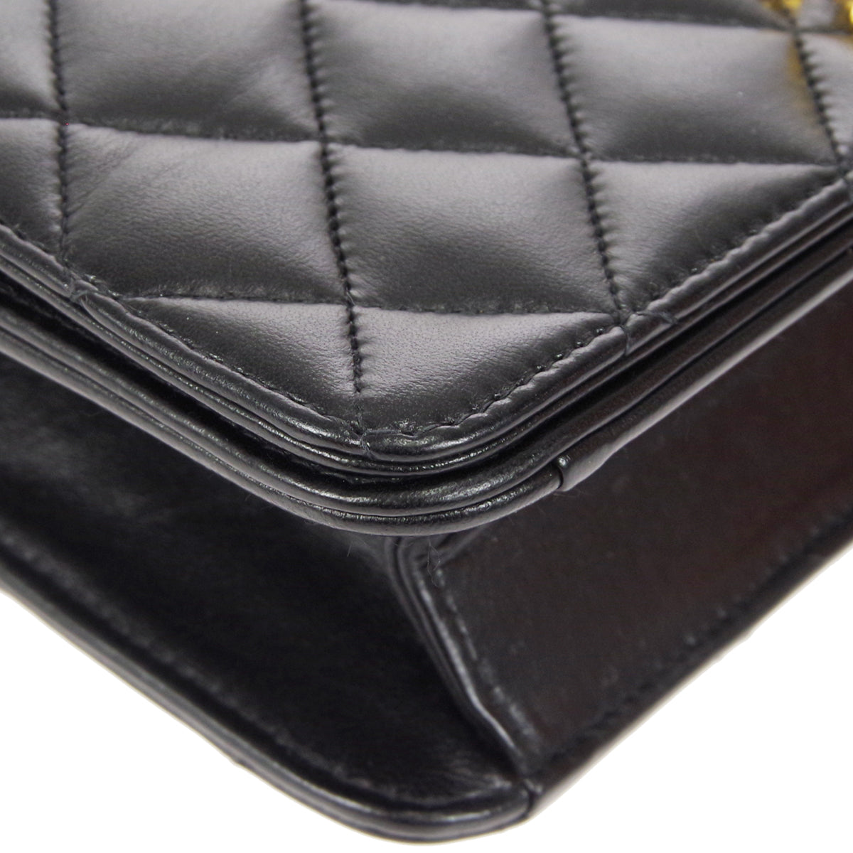 CHANEL Full Flap Chain Shoulder Bag Black Lambskin