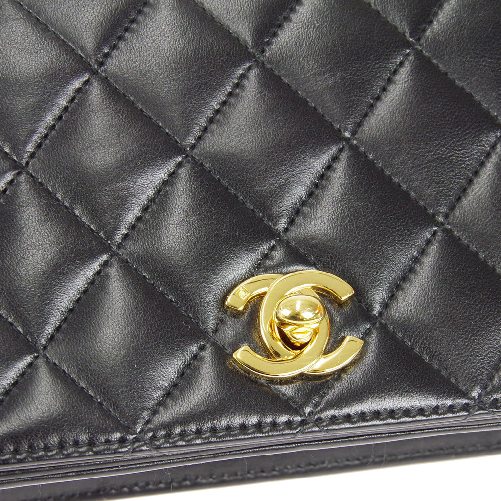 CHANEL Full Flap Chain Shoulder Bag Black Lambskin