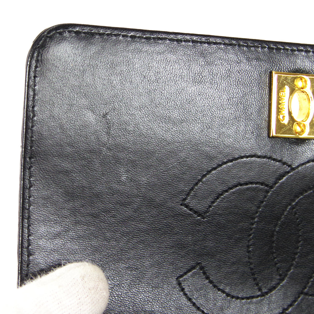CHANEL Full Flap Chain Shoulder Bag Black Lambskin