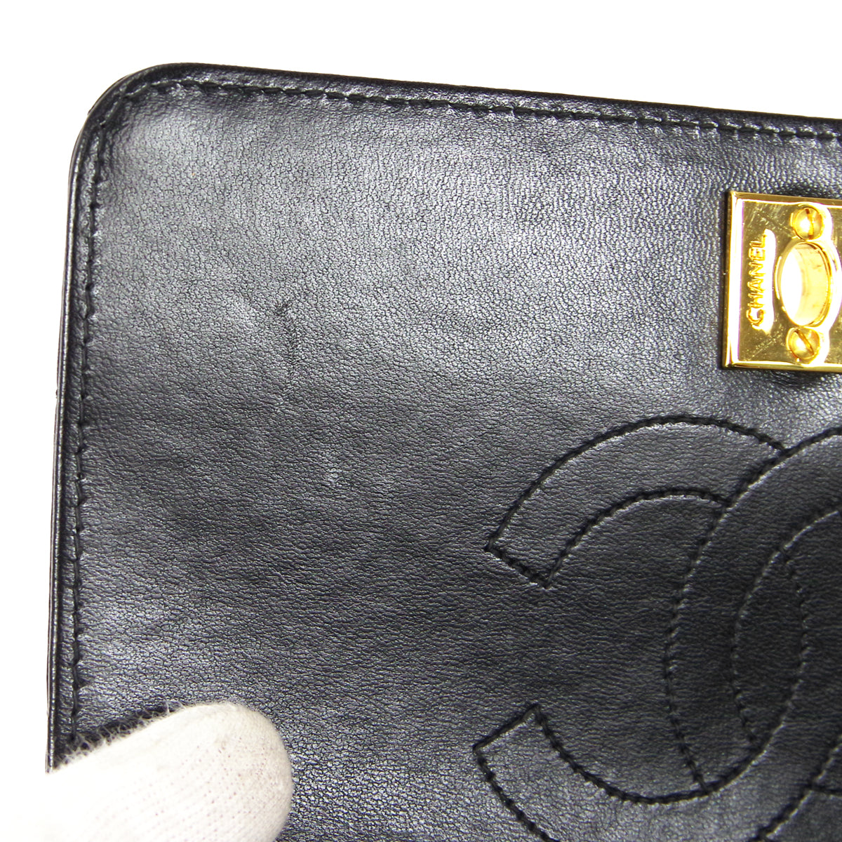 CHANEL Full Flap Chain Shoulder Bag Black Lambskin