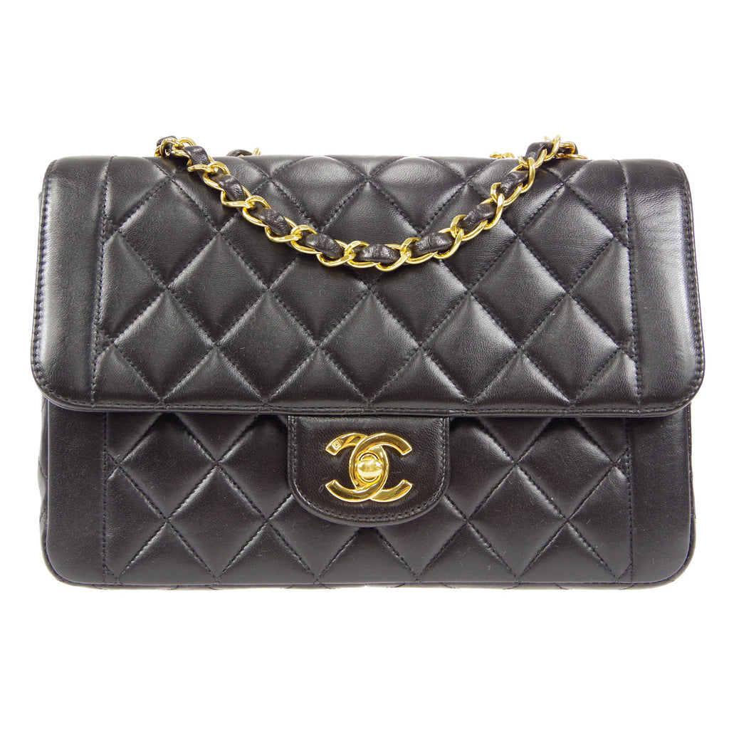 CHANEL 1994-1996 Border Flap Small Black Lambskin