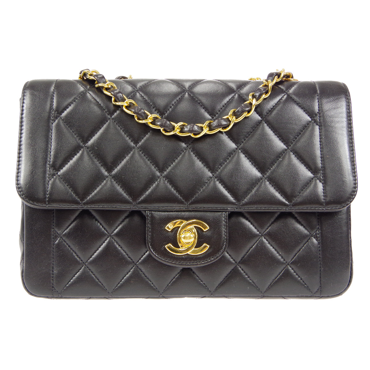 CHANEL 1994-1996 Border Flap Small Black Lambskin