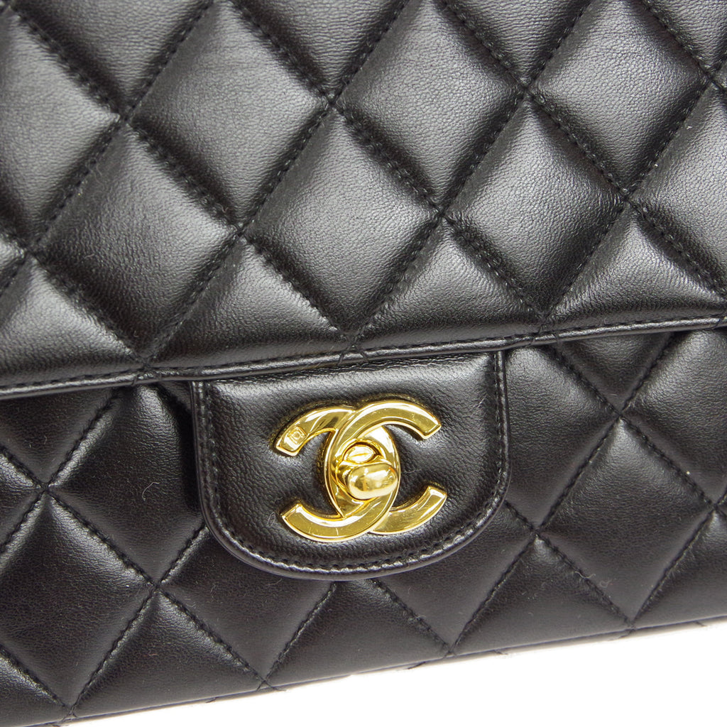 CHANEL 1994-1996 Border Flap Small Black Lambskin