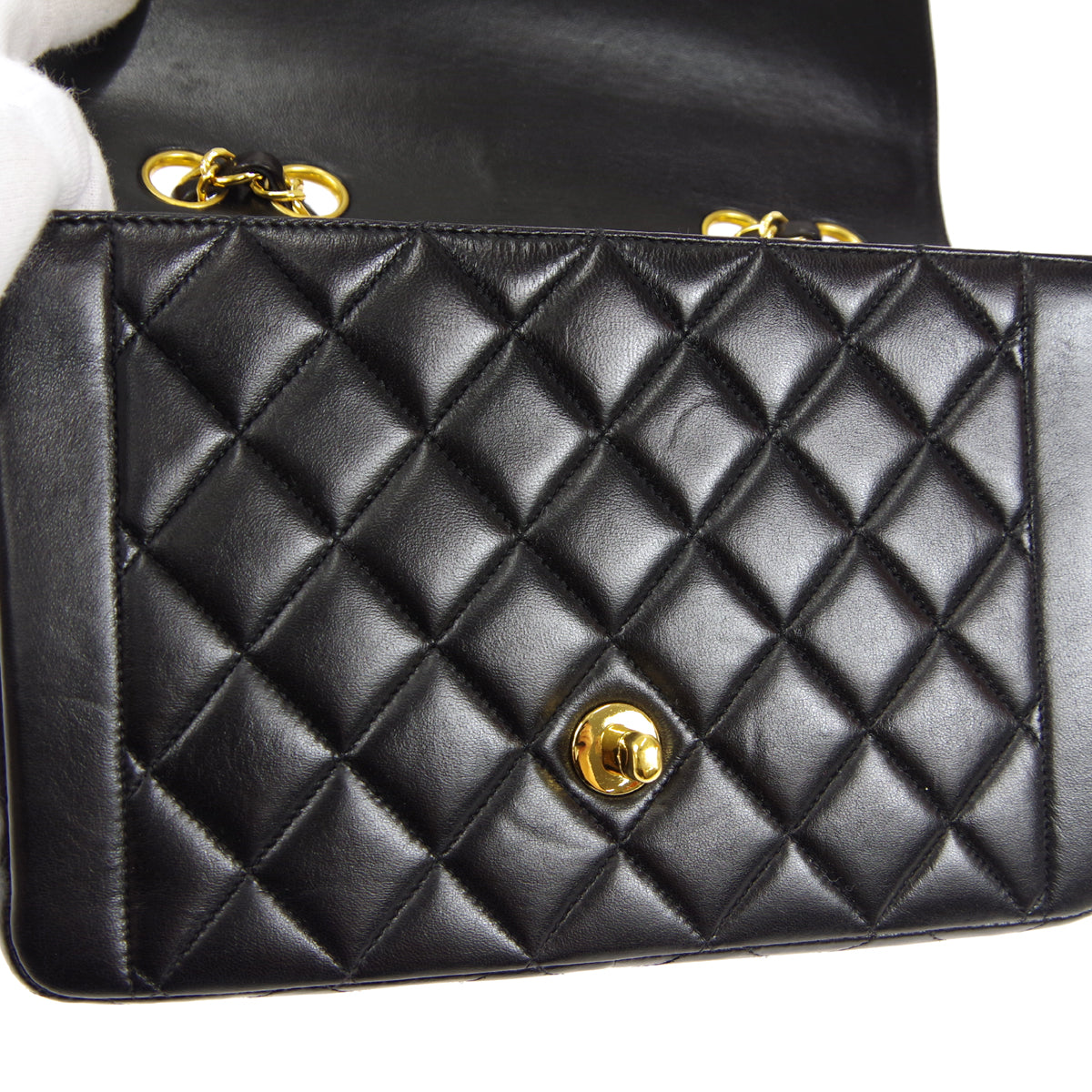 CHANEL 1994-1996 Border Flap Small Black Lambskin