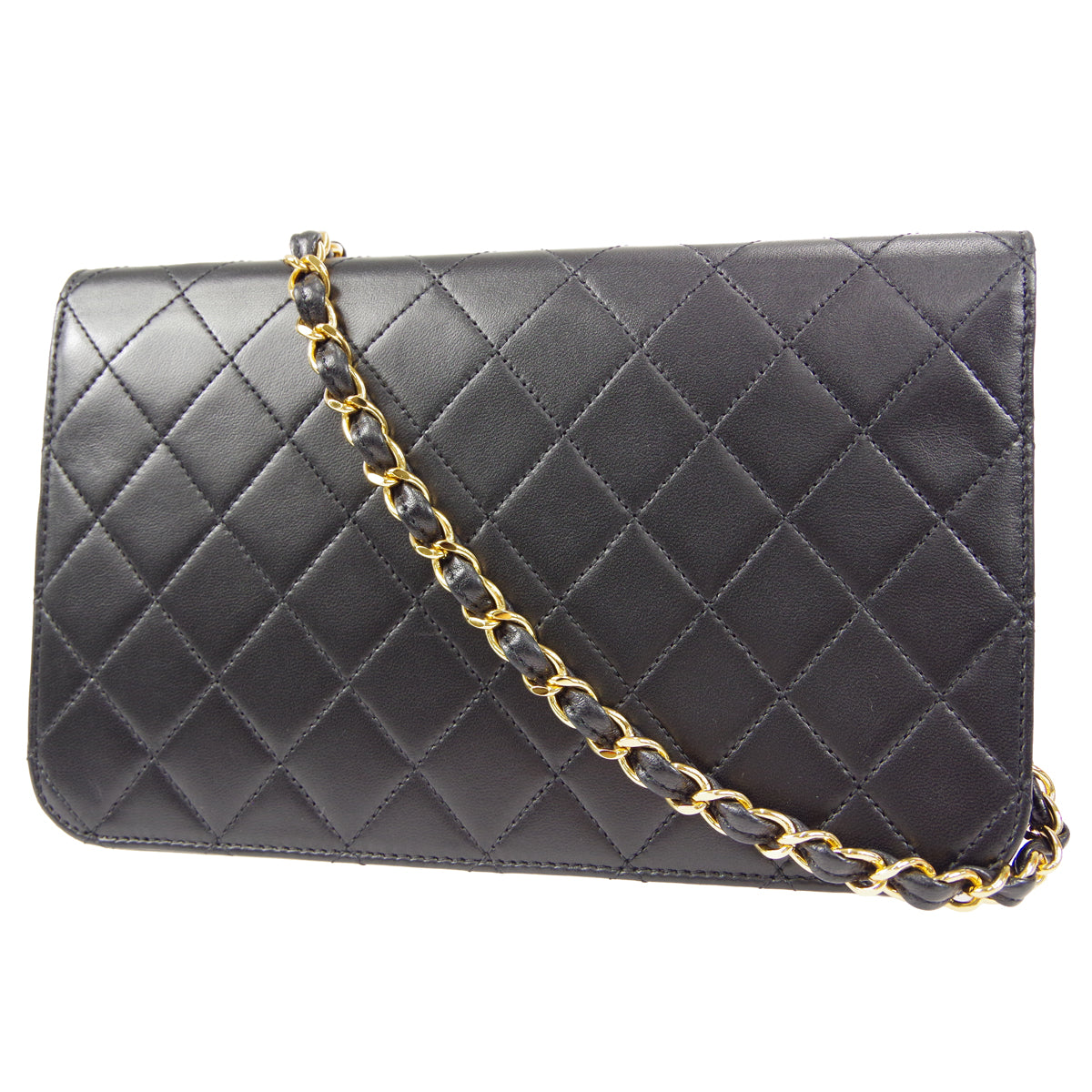CHANEL 1997-1999 Pushlock Full Flap Small Black Lambskin