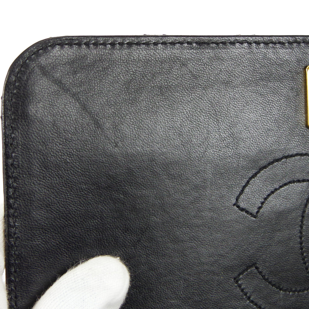 CHANEL 1997-1999 Pushlock Full Flap Small Black Lambskin